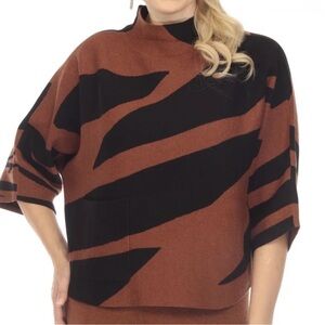 Joseph Ribkoff Black and Brown Cowl Neck Sweater